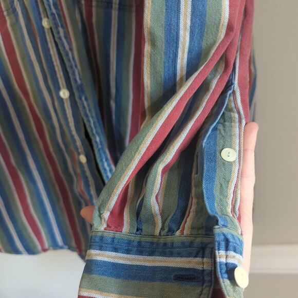 Vintage Hunt Club Long Sleeve Button Up Shirt Men's L (16-16.5) Vertical Stripes - Picture 6 of 13